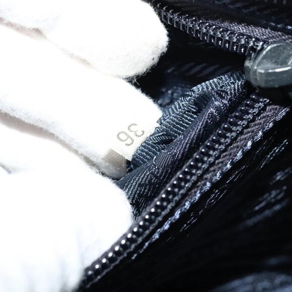 PRADA Chain Hand Bag Suede Navy Gold Auth yk17929 - Picture 11 of 16